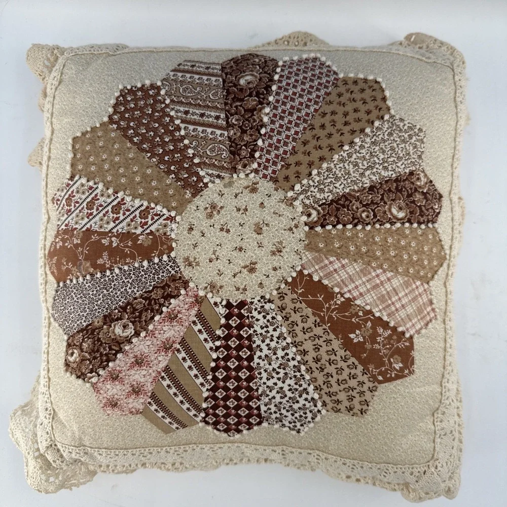 Vintage Quilted Throw Pillow 13x13